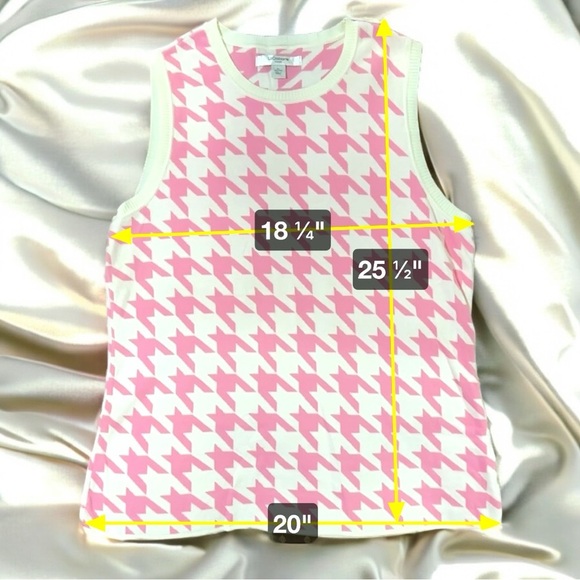 018 Liz Claiborne | EUC Pink & Ivory Houndstooth Sleeveless Amit Top (Size XL) - Picture 2 of 9